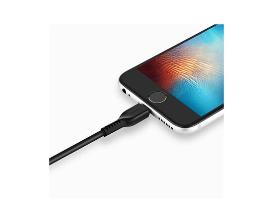 Дата кабель USB 2.0 AM to Lightning 1.0m 2.4A PVC TPE X20 black HOCO (6957531068808), изображение 4 Дата кабель USB 2.0 AM to Lightning 1.0m 2.4A PVC TPE X20 black HOCO (6957531068808), изображение 4
