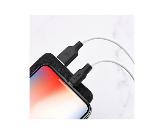 Дата кабель USB 2.0 AM to Lightning 2.0m 2.4A silicone X21 black+white HOCO (6931474713780), изображение 4 Дата кабель USB 2.0 AM to Lightning 2.0m 2.4A silicone X21 black+white HOCO (6931474713780), изображение 4