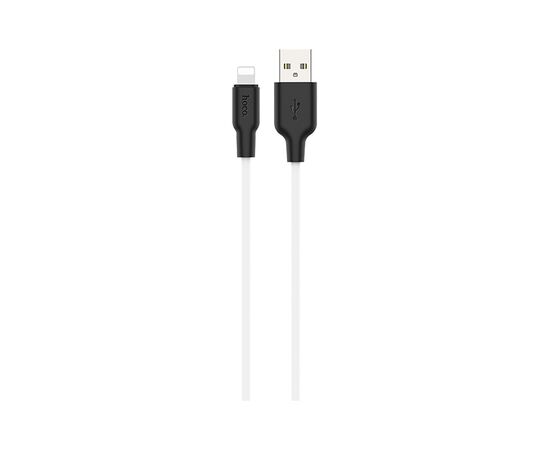 Дата кабель USB 2.0 AM to Lightning 2.0m 2.4A silicone X21 black+white HOCO (6931474713780)