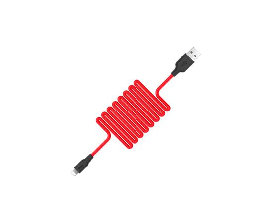 Дата кабель USB 2.0 AM to Lightning 1.0m 2A silicone X21 black+red HOCO (6957531071372), изображение 2 Дата кабель USB 2.0 AM to Lightning 1.0m 2A silicone X21 black+red HOCO (6957531071372), изображение 2