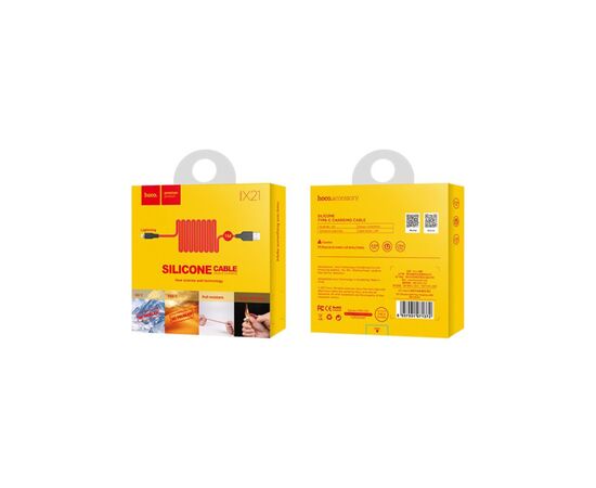 Дата кабель USB 2.0 AM to Lightning 1.0m 2A silicone X21 black+red HOCO (6957531071372), изображение 3 Дата кабель USB 2.0 AM to Lightning 1.0m 2A silicone X21 black+red HOCO (6957531071372), изображение 3