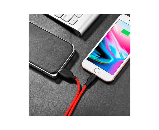 Дата кабель USB 2.0 AM to Lightning 1.0m 2A silicone X21 black+red HOCO (6957531071372), изображение 4 Дата кабель USB 2.0 AM to Lightning 1.0m 2A silicone X21 black+red HOCO (6957531071372), изображение 4