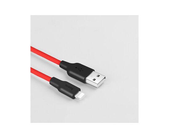 Дата кабель USB 2.0 AM to Lightning 1.0m 2A silicone X21 black+red HOCO (6957531071372), изображение 5 Дата кабель USB 2.0 AM to Lightning 1.0m 2A silicone X21 black+red HOCO (6957531071372), изображение 5