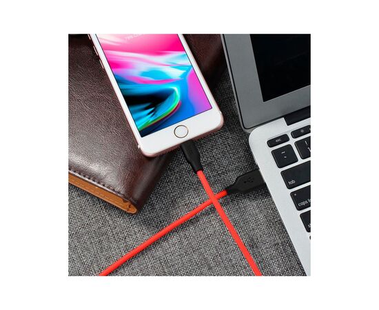 Дата кабель USB 2.0 AM to Lightning 1.0m 2A silicone X21 black+red HOCO (6957531071372), изображение 6 Дата кабель USB 2.0 AM to Lightning 1.0m 2A silicone X21 black+red HOCO (6957531071372), изображение 6