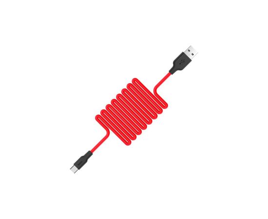 Дата кабель USB 2.0 AM to USB-C 1.0m 2A silicone X21 black+red HOCO (6957531071419), изображение 2 Дата кабель USB 2.0 AM to USB-C 1.0m 2A silicone X21 black+red HOCO (6957531071419), изображение 2