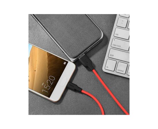 Дата кабель USB 2.0 AM to USB-C 1.0m 2A silicone X21 black+red HOCO (6957531071419), изображение 4 Дата кабель USB 2.0 AM to USB-C 1.0m 2A silicone X21 black+red HOCO (6957531071419), изображение 4