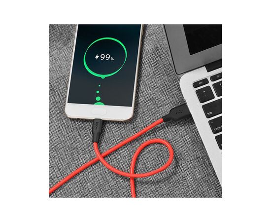 Дата кабель USB 2.0 AM to USB-C 1.0m 2A silicone X21 black+red HOCO (6957531071419), изображение 5 Дата кабель USB 2.0 AM to USB-C 1.0m 2A silicone X21 black+red HOCO (6957531071419), изображение 5