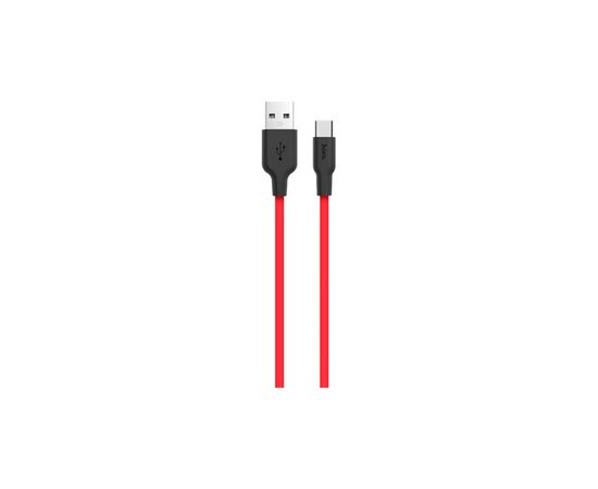 Дата кабель USB 2.0 AM to USB-C 1.0m 2A silicone X21 black+red HOCO (6957531071419)