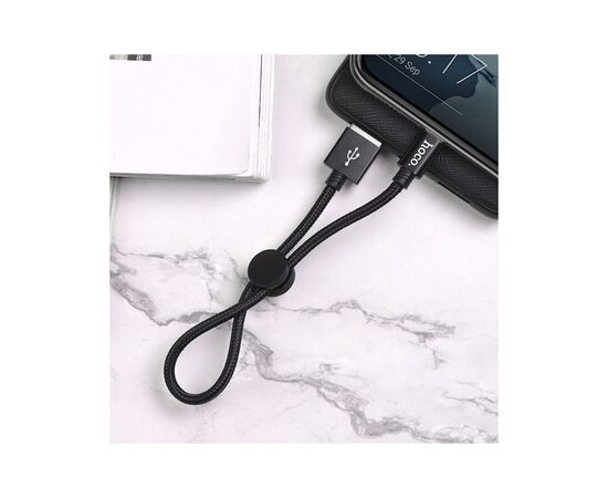 Дата кабель USB 2.0 AM to USB-C 0.25m 3A nylon X35 black HOCO (6931474707451), изображение 3 Дата кабель USB 2.0 AM to USB-C 0.25m 3A nylon X35 black HOCO (6931474707451), изображение 3