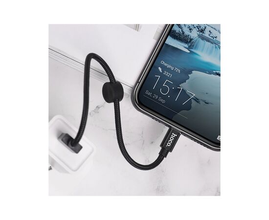 Дата кабель USB 2.0 AM to USB-C 0.25m 3A nylon X35 black HOCO (6931474707451), изображение 4 Дата кабель USB 2.0 AM to USB-C 0.25m 3A nylon X35 black HOCO (6931474707451), изображение 4