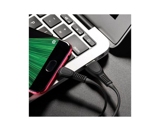 Дата кабель USB 2.0 AM to Micro 5P 1.0m 2.4A TPE X40 black HOCO (6931474711670), изображение 4 Дата кабель USB 2.0 AM to Micro 5P 1.0m 2.4A TPE X40 black HOCO (6931474711670), изображение 4