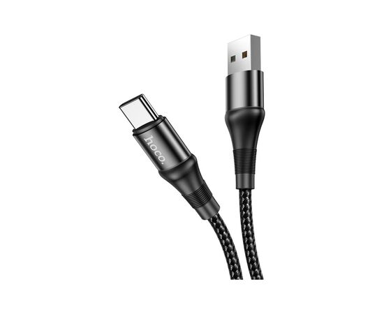 Дата кабель USB 2.0 AM to USB-C 1.0m 3A nylon X50 black HOCO (6931474734235), изображение 2 Дата кабель USB 2.0 AM to USB-C 1.0m 3A nylon X50 black HOCO (6931474734235), изображение 2