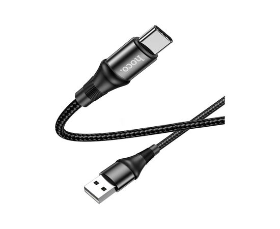 Дата кабель USB 2.0 AM to USB-C 1.0m 3A nylon X50 black HOCO (6931474734235), изображение 3 Дата кабель USB 2.0 AM to USB-C 1.0m 3A nylon X50 black HOCO (6931474734235), изображение 3