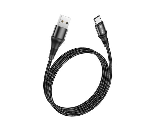 Дата кабель USB 2.0 AM to USB-C 1.0m 3A nylon X50 black HOCO (6931474734235), изображение 4 Дата кабель USB 2.0 AM to USB-C 1.0m 3A nylon X50 black HOCO (6931474734235), изображение 4