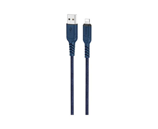 Дата кабель USB 2.0 AM to Lightning 1.0m 2.4A nylon X59 blue HOCO (6931474744883)