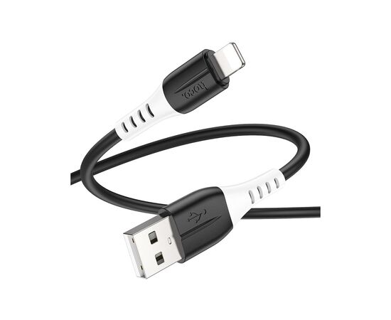 Дата кабель USB 2.0 AM to Lightning 1.0m 2.4A silicone X82 black HOCO (6931474768537), изображение 2 Дата кабель USB 2.0 AM to Lightning 1.0m 2.4A silicone X82 black HOCO (6931474768537), изображение 2