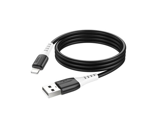 Дата кабель USB 2.0 AM to Lightning 1.0m 2.4A silicone X82 black HOCO (6931474768537), изображение 4 Дата кабель USB 2.0 AM to Lightning 1.0m 2.4A silicone X82 black HOCO (6931474768537), изображение 4