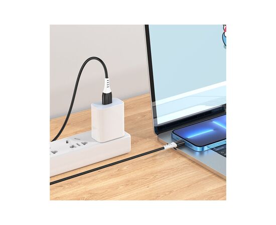 Дата кабель USB 2.0 AM to Lightning 1.0m 2.4A silicone X82 black HOCO (6931474768537), изображение 7 Дата кабель USB 2.0 AM to Lightning 1.0m 2.4A silicone X82 black HOCO (6931474768537), изображение 7