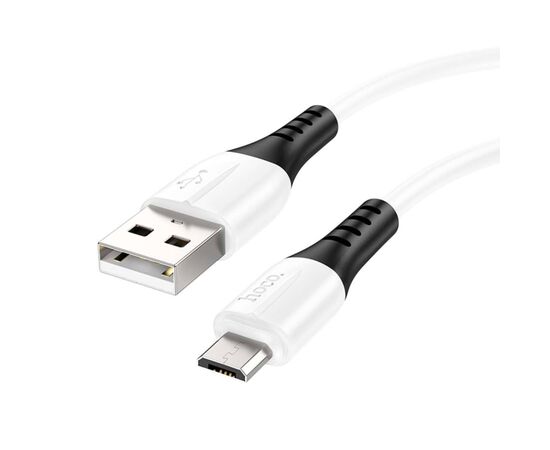 Дата кабель USB 2.0 AM to Micro 5P 1.0m 2.4A silicone X82 white HOCO (6931474768568), изображение 2 Дата кабель USB 2.0 AM to Micro 5P 1.0m 2.4A silicone X82 white HOCO (6931474768568), изображение 2