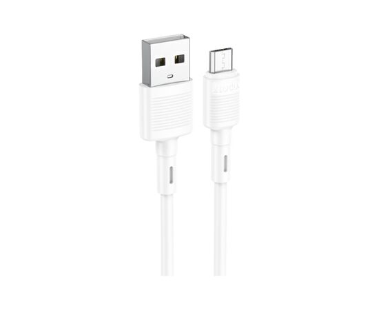 Дата кабель USB 2.0 AM to Micro 5P 1.0m 2.4A PVC X83 white HOCO (6931474770899), изображение 2 Дата кабель USB 2.0 AM to Micro 5P 1.0m 2.4A PVC X83 white HOCO (6931474770899), изображение 2