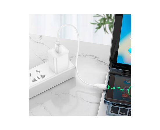 Дата кабель USB 2.0 AM to USB-C 0.25m Hyper 27W X96 white HOCO (6942007609418), изображение 5 Дата кабель USB 2.0 AM to USB-C 0.25m Hyper 27W X96 white HOCO (6942007609418), изображение 5