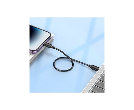 Дата кабель USB-C to Lightning 0.25m Hyper PD X96 black HOCO (6942007609364), изображение 5 Дата кабель USB-C to Lightning 0.25m Hyper PD X96 black HOCO (6942007609364), изображение 5