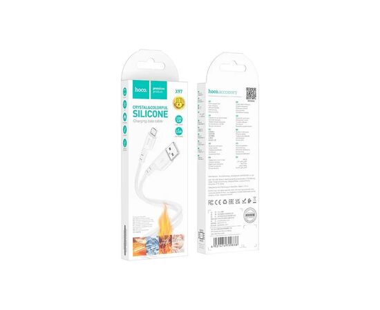 Дата кабель USB 2.0 AM to Micro 5P 1.0m Crystal color silicone X97 white HOCO (6931474799838), изображение 4 Дата кабель USB 2.0 AM to Micro 5P 1.0m Crystal color silicone X97 white HOCO (6931474799838), изображение 4