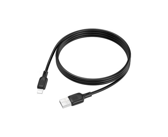 Дата кабель USB 2.0 AM to Lightning 1.0m Lenny silicone BX113 black BOROFONE (6941991115394)