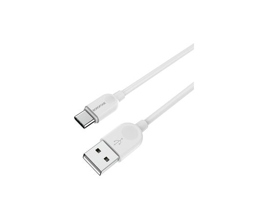 Дата кабель USB 2.0 AM to USB-C 1.0m 2.4A PVC BX14 white BOROFONE (6957531089995), изображение 2 Дата кабель USB 2.0 AM to USB-C 1.0m 2.4A PVC BX14 white BOROFONE (6957531089995), изображение 2