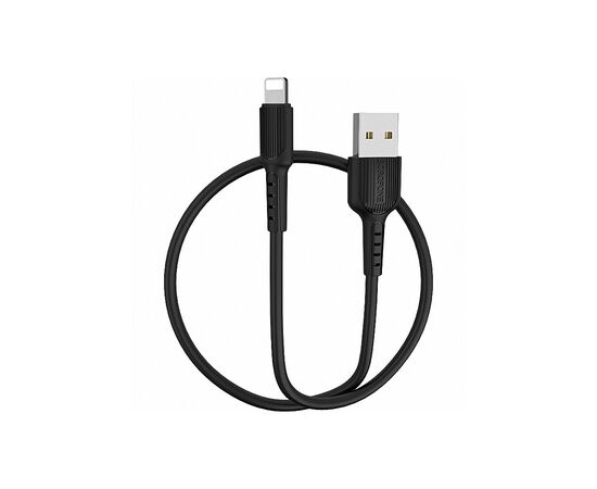 Дата кабель USB 2.0 AM to Lightning 1.0m 2A PVC BX16 black BOROFONE (6957531099512), изображение 3 Дата кабель USB 2.0 AM to Lightning 1.0m 2A PVC BX16 black BOROFONE (6957531099512), изображение 3