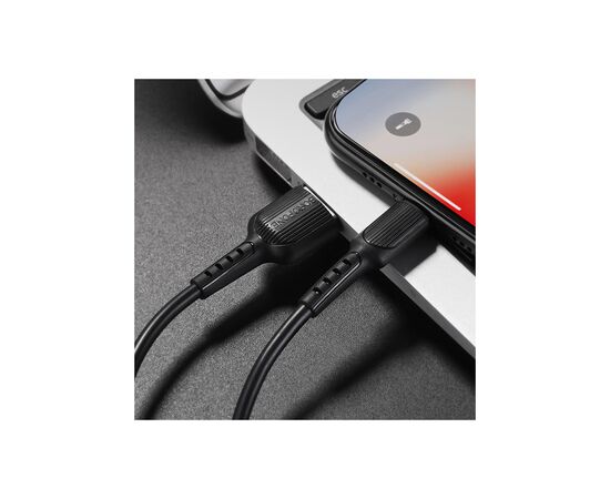 Дата кабель USB 2.0 AM to Lightning 1.0m 2A PVC BX16 black BOROFONE (6957531099512), изображение 5 Дата кабель USB 2.0 AM to Lightning 1.0m 2A PVC BX16 black BOROFONE (6957531099512), изображение 5