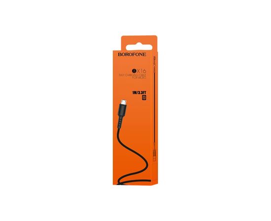 Дата кабель USB 2.0 AM to Micro 5P 1.0m 2A PVC BX16 black BOROFONE (6957531099499), зображення 3 Дата кабель USB 2.0 AM to Micro 5P 1.0m 2A PVC BX16 black BOROFONE (6957531099499), зображення 3