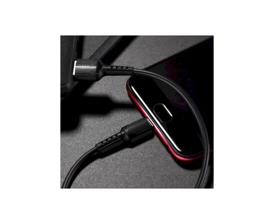 Дата кабель USB 2.0 AM to Micro 5P 1.0m 2A PVC BX16 black BOROFONE (6957531099499), зображення 4 Дата кабель USB 2.0 AM to Micro 5P 1.0m 2A PVC BX16 black BOROFONE (6957531099499), зображення 4