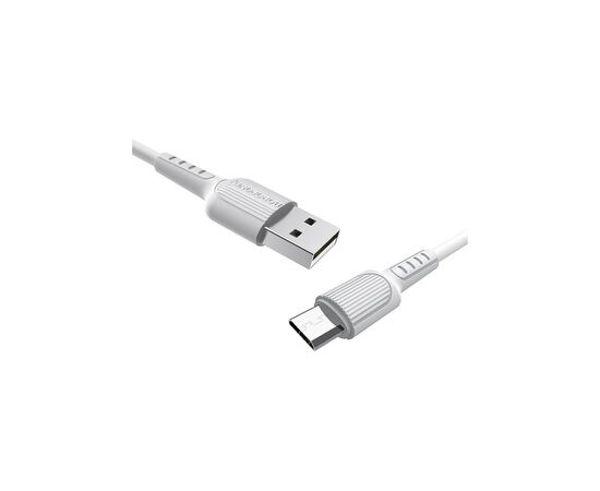 Дата кабель USB 2.0 AM to Micro 5P 1.0m 2A PVC BX16 white BOROFONE (6957531099482), зображення 2 Дата кабель USB 2.0 AM to Micro 5P 1.0m 2A PVC BX16 white BOROFONE (6957531099482), зображення 2