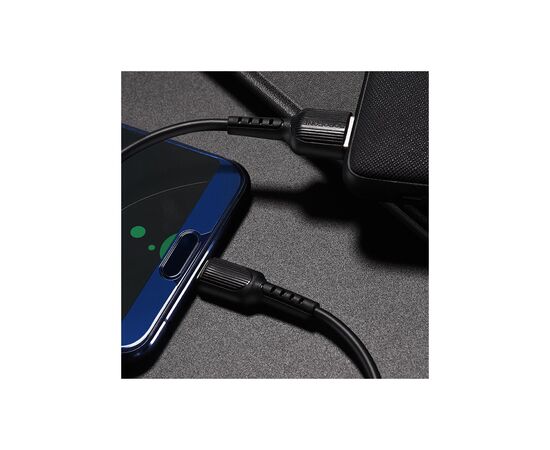 Дата кабель USB 2.0 AM to USB-C 1.0m 2A PVC BX16 black BOROFONE (6957531099475), изображение 5 Дата кабель USB 2.0 AM to USB-C 1.0m 2A PVC BX16 black BOROFONE (6957531099475), изображение 5