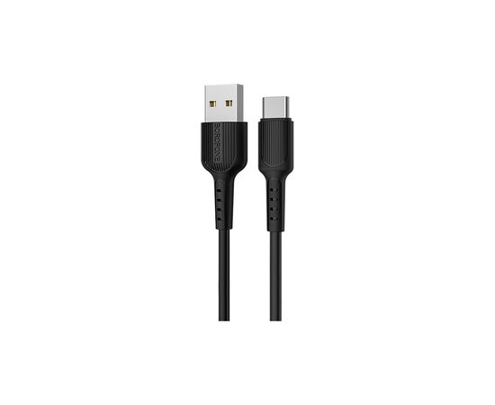 Дата кабель USB 2.0 AM to USB-C 1.0m 2A PVC BX16 black BOROFONE (6957531099475)