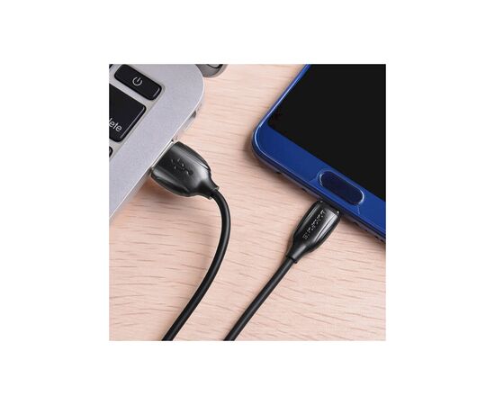 Дата кабель USB 2.0 AM to USB-C 1.0m 3A PVC BX19 black BOROFONE (6931474701794), изображение 3 Дата кабель USB 2.0 AM to USB-C 1.0m 3A PVC BX19 black BOROFONE (6931474701794), изображение 3