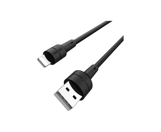 Дата кабель USB 2.0 AM to Lightning 1.0m 2.4A silicone BX30 black BOROFONE (6931474706867), изображение 2 Дата кабель USB 2.0 AM to Lightning 1.0m 2.4A silicone BX30 black BOROFONE (6931474706867), изображение 2