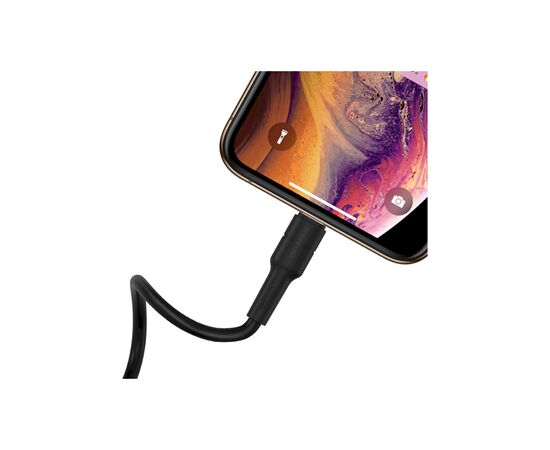 Дата кабель USB 2.0 AM to Lightning 1.0m 2.4A silicone BX30 black BOROFONE (6931474706867), изображение 3 Дата кабель USB 2.0 AM to Lightning 1.0m 2.4A silicone BX30 black BOROFONE (6931474706867), изображение 3