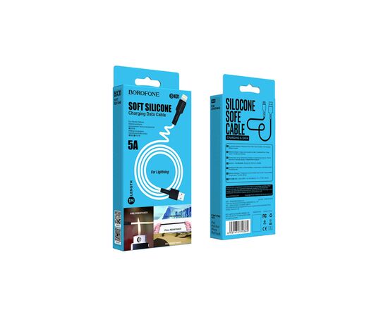 Дата кабель USB 2.0 AM to Lightning 1.0m 2.4A silicone BX31 white BOROFONE (6931474710369), зображення 4 Дата кабель USB 2.0 AM to Lightning 1.0m 2.4A silicone BX31 white BOROFONE (6931474710369), зображення 4