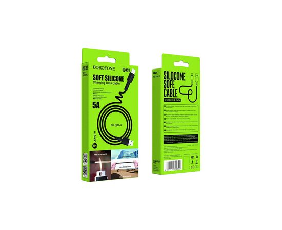 Дата кабель USB 2.0 AM to USB-C 1.0m 3A silicone BX31 black BOROFONE (6931474710390), зображення 3 Дата кабель USB 2.0 AM to USB-C 1.0m 3A silicone BX31 black BOROFONE (6931474710390), зображення 3