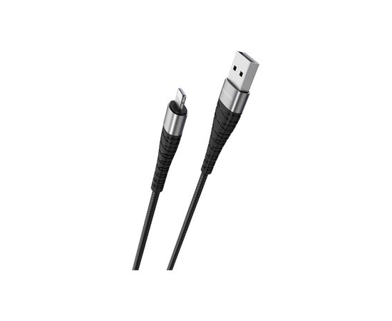 Дата кабель USB 2.0 AM to Lightning 1.0m 2.4A nylon BX32 black BOROFONE (6931474710413), изображение 2 Дата кабель USB 2.0 AM to Lightning 1.0m 2.4A nylon BX32 black BOROFONE (6931474710413), изображение 2