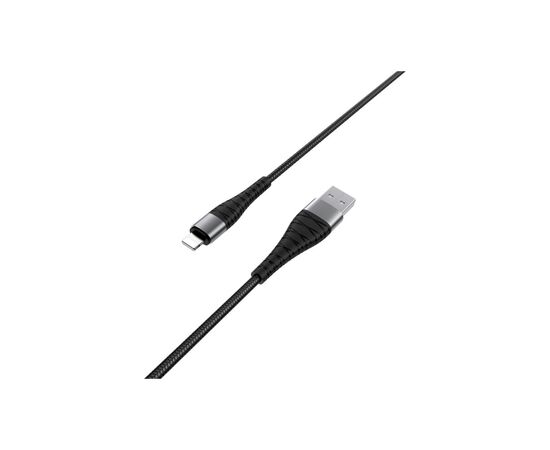 Дата кабель USB 2.0 AM to Lightning 1.0m 2.4A nylon BX32 black BOROFONE (6931474710413), изображение 3 Дата кабель USB 2.0 AM to Lightning 1.0m 2.4A nylon BX32 black BOROFONE (6931474710413), изображение 3