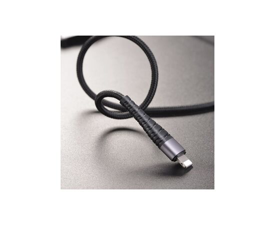 Дата кабель USB 2.0 AM to Lightning 1.0m 2.4A nylon BX32 black BOROFONE (6931474710413), изображение 5 Дата кабель USB 2.0 AM to Lightning 1.0m 2.4A nylon BX32 black BOROFONE (6931474710413), изображение 5
