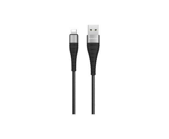 Дата кабель USB 2.0 AM to Lightning 1.0m 2.4A nylon BX32 black BOROFONE (6931474710413)