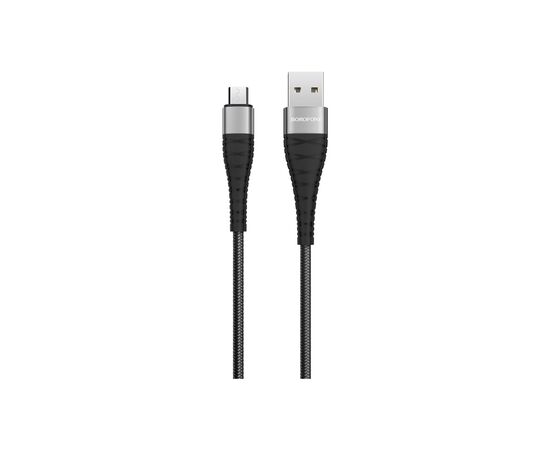 Дата кабель USB 2.0 AM to Micro 5P 1.0m 2.4A nylon BX32 black BOROFONE (6931474710437)
