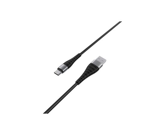Дата кабель USB 2.0 AM to USB-C 1.0m 2.4A nylon BX32 black BOROFONE (6931474710451), изображение 2 Дата кабель USB 2.0 AM to USB-C 1.0m 2.4A nylon BX32 black BOROFONE (6931474710451), изображение 2