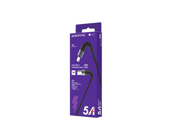 Дата кабель USB 2.0 AM to USB-C 1.0m 2.4A nylon BX32 black BOROFONE (6931474710451), изображение 3 Дата кабель USB 2.0 AM to USB-C 1.0m 2.4A nylon BX32 black BOROFONE (6931474710451), изображение 3