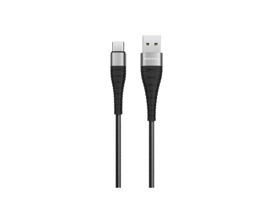 Дата кабель USB 2.0 AM to USB-C 1.0m 2.4A nylon BX32 black BOROFONE (6931474710451)
