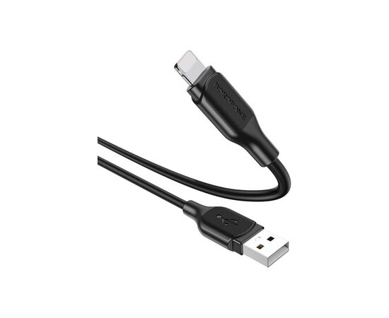 Дата кабель USB 2.0 AM to Lightning 1.0m 2.4A silicone BX42 black BOROFONE (6931474736727), изображение 2 Дата кабель USB 2.0 AM to Lightning 1.0m 2.4A silicone BX42 black BOROFONE (6931474736727), изображение 2